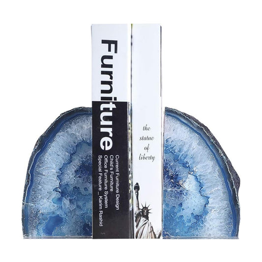 1 Pair Dyed blue crystal Book ends Book / 2-3LBS. / Blue Dyed