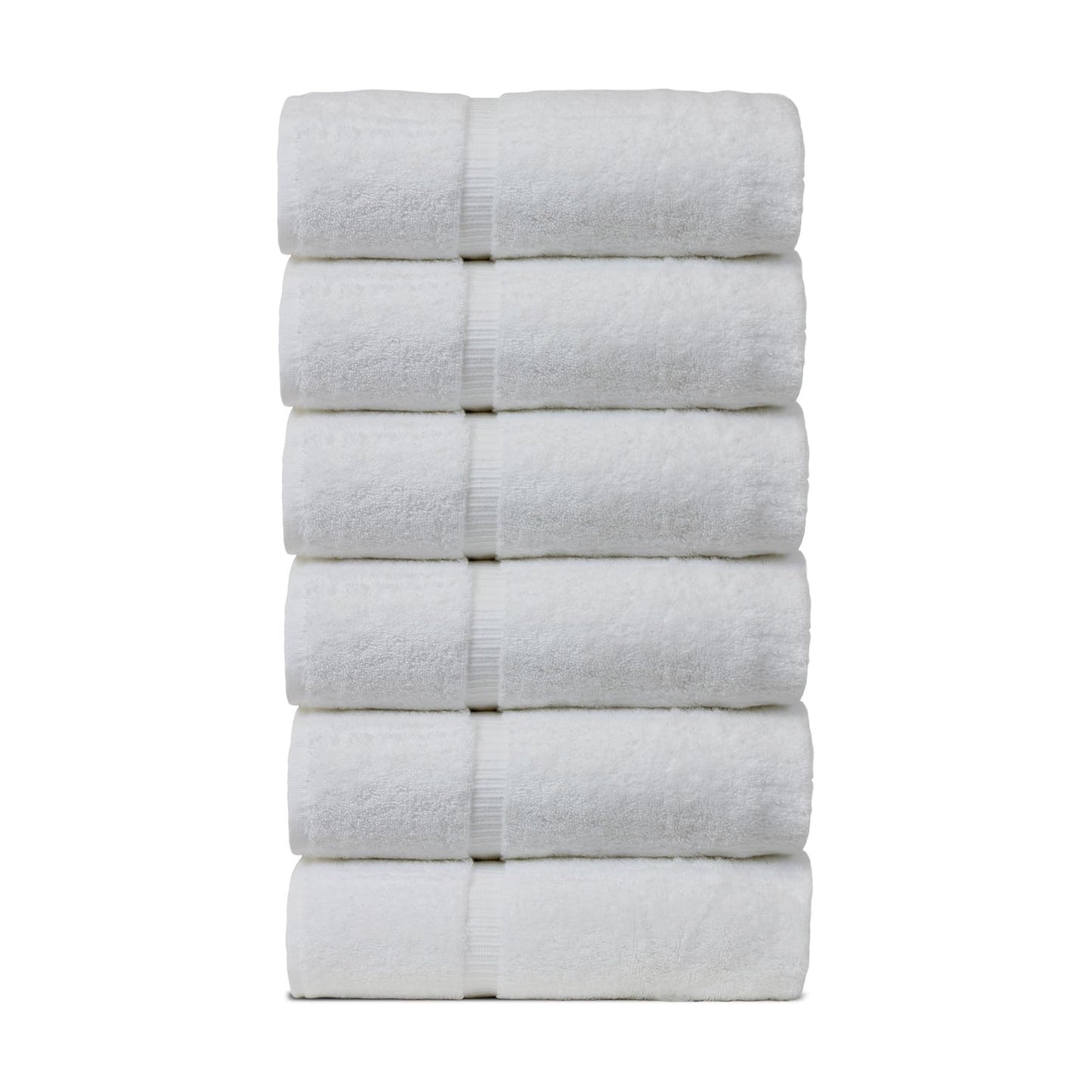 Luxury Hotel & Spa Towel 100% Genuine Turkish Cotton Hand Towels - White - Dobby Border - Set of 6