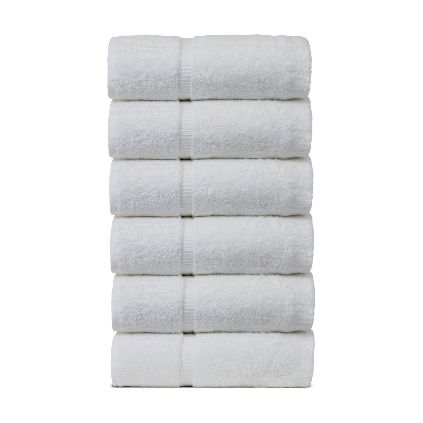 Luxury Hotel & Spa Towel 100% Genuine Turkish Cotton Hand Towels - White - Dobby Border - Set of 6