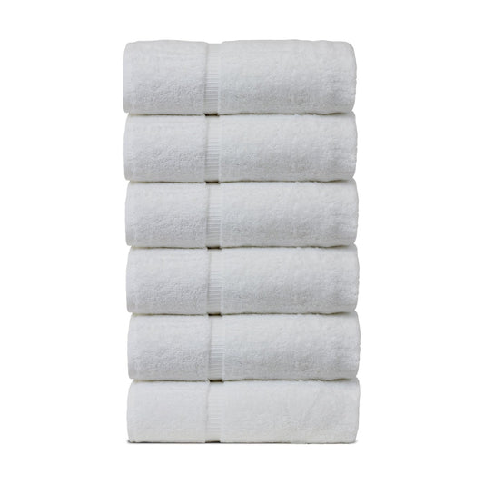 Luxury Hotel & Spa Towel 100% Genuine Turkish Cotton Hand Towels - White - Dobby Border - Set of 6