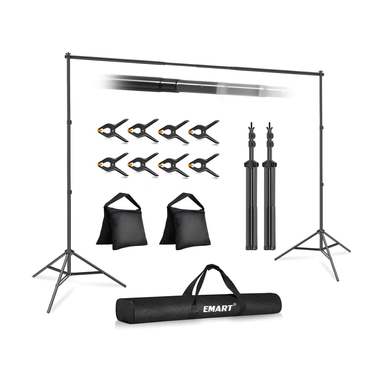 Backdrop Stand ft Photo Studio Adjustable Background Stand Support kit / 10 x 7 / Ft / Black