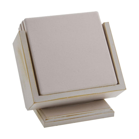 Wooden Pedestal Whitewash Coaster Holder for Square Coasters Will Hold up to 4-4" Square Coasters