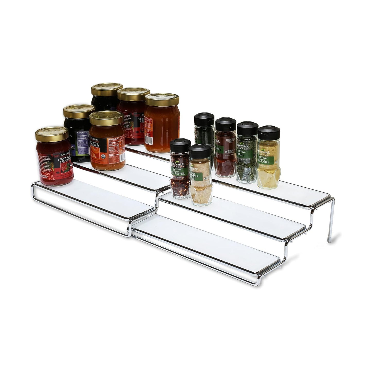 Deco Brothers Spice Rack 3 Tier Expandable Shelf Organizer, Chrome