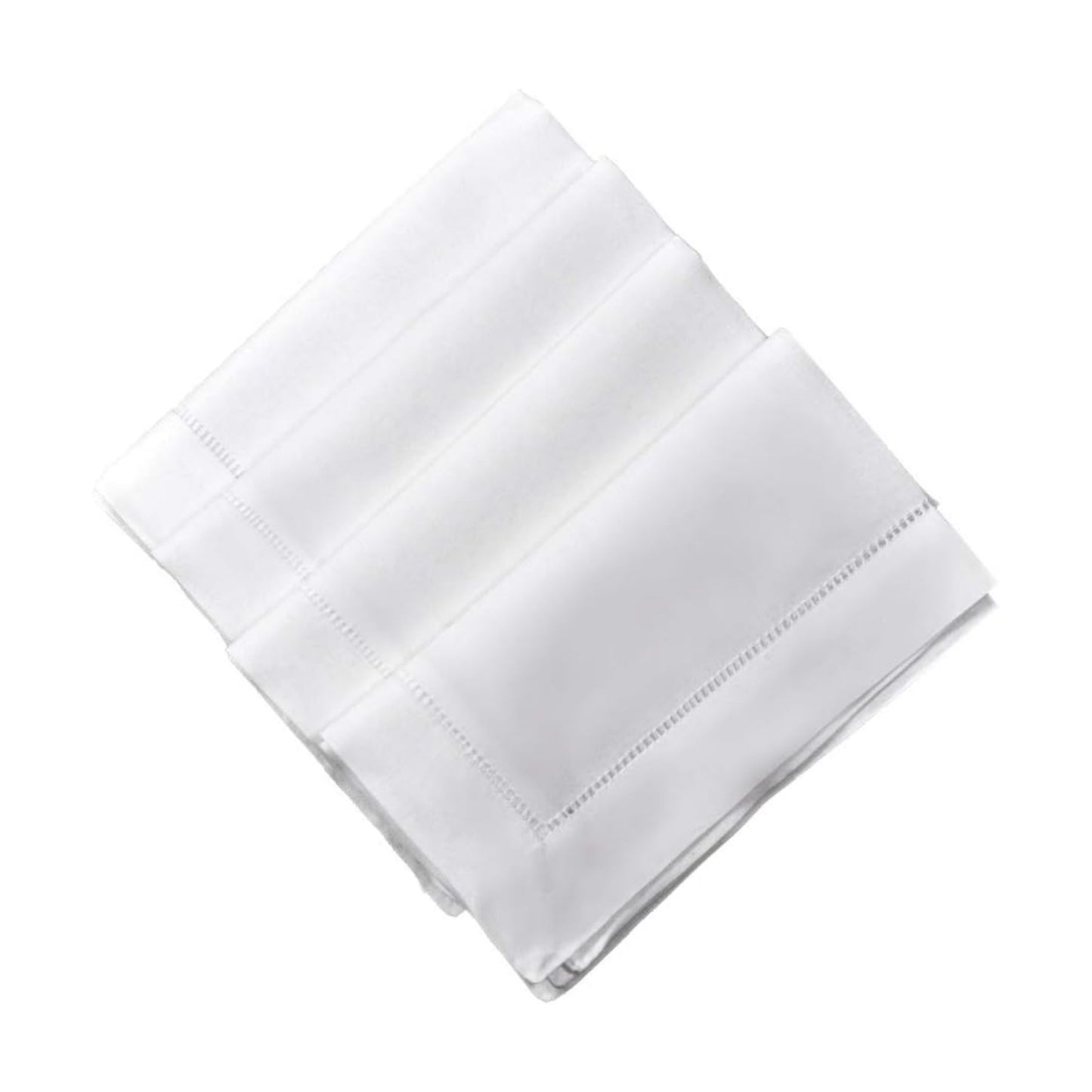 White Linen Cotton Blend Hemstitched Dinner Napkins- Set of 4 18" X 18" Ladder Hem Stitch Cloth Napkin