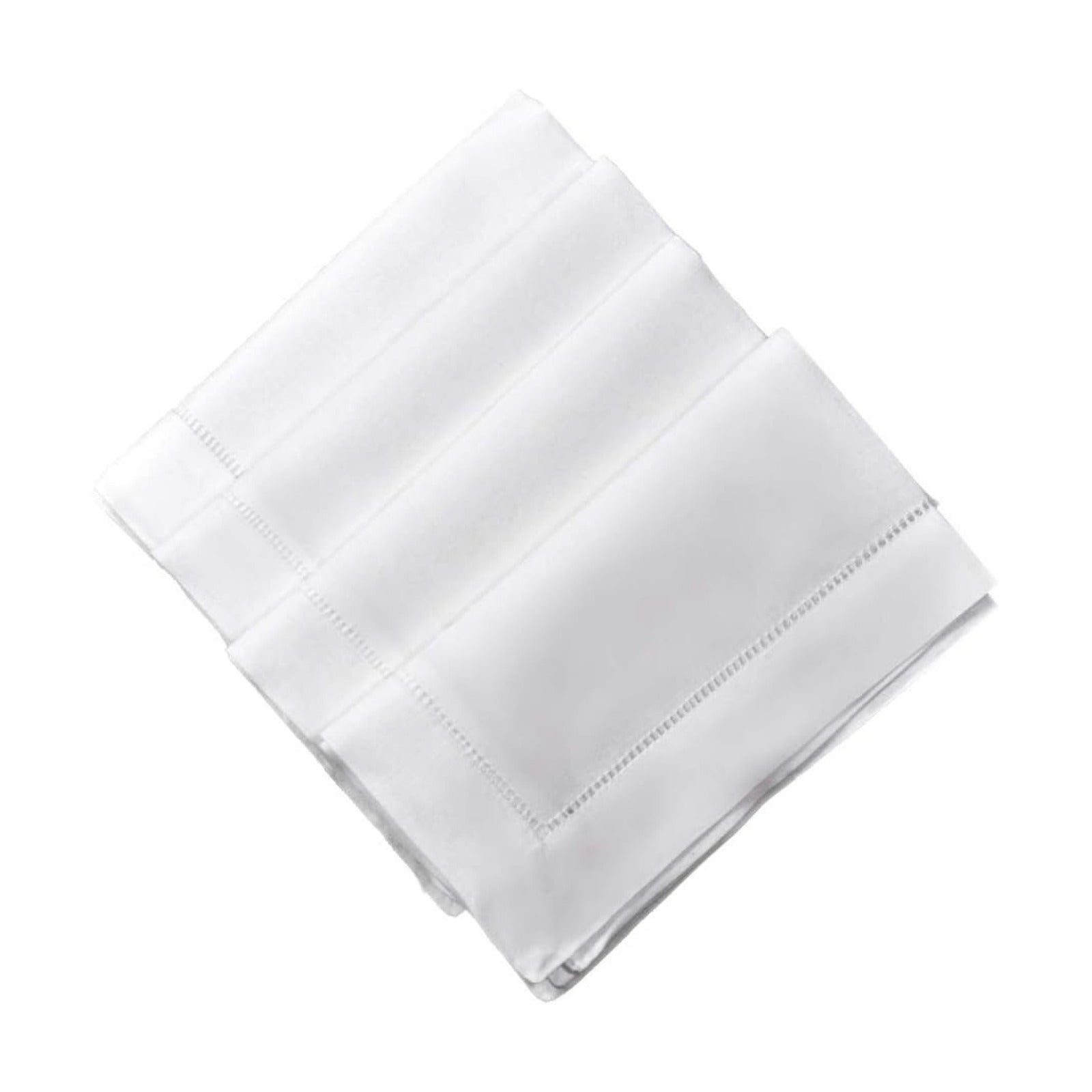 White Linen Cotton Blend Hemstitched Dinner Napkins- Set of 4 18" X 18" Ladder Hem Stitch Cloth Napkin