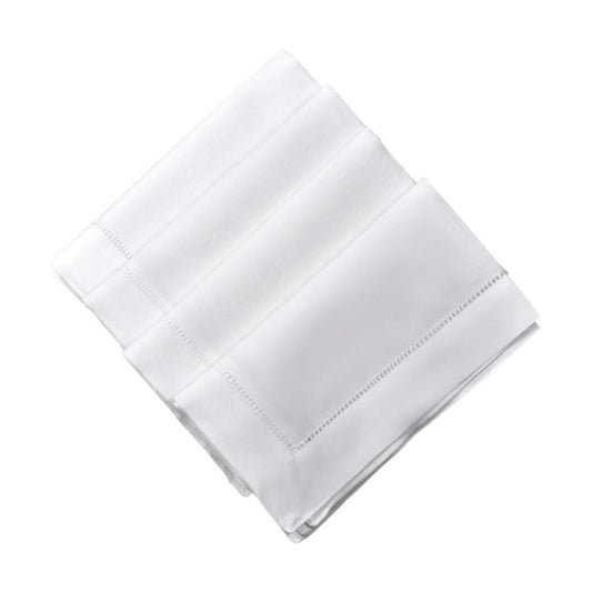 White Linen Cotton Blend Hemstitched Dinner Napkins- Set of 4 18" X 18" Ladder Hem Stitch Cloth Napkin