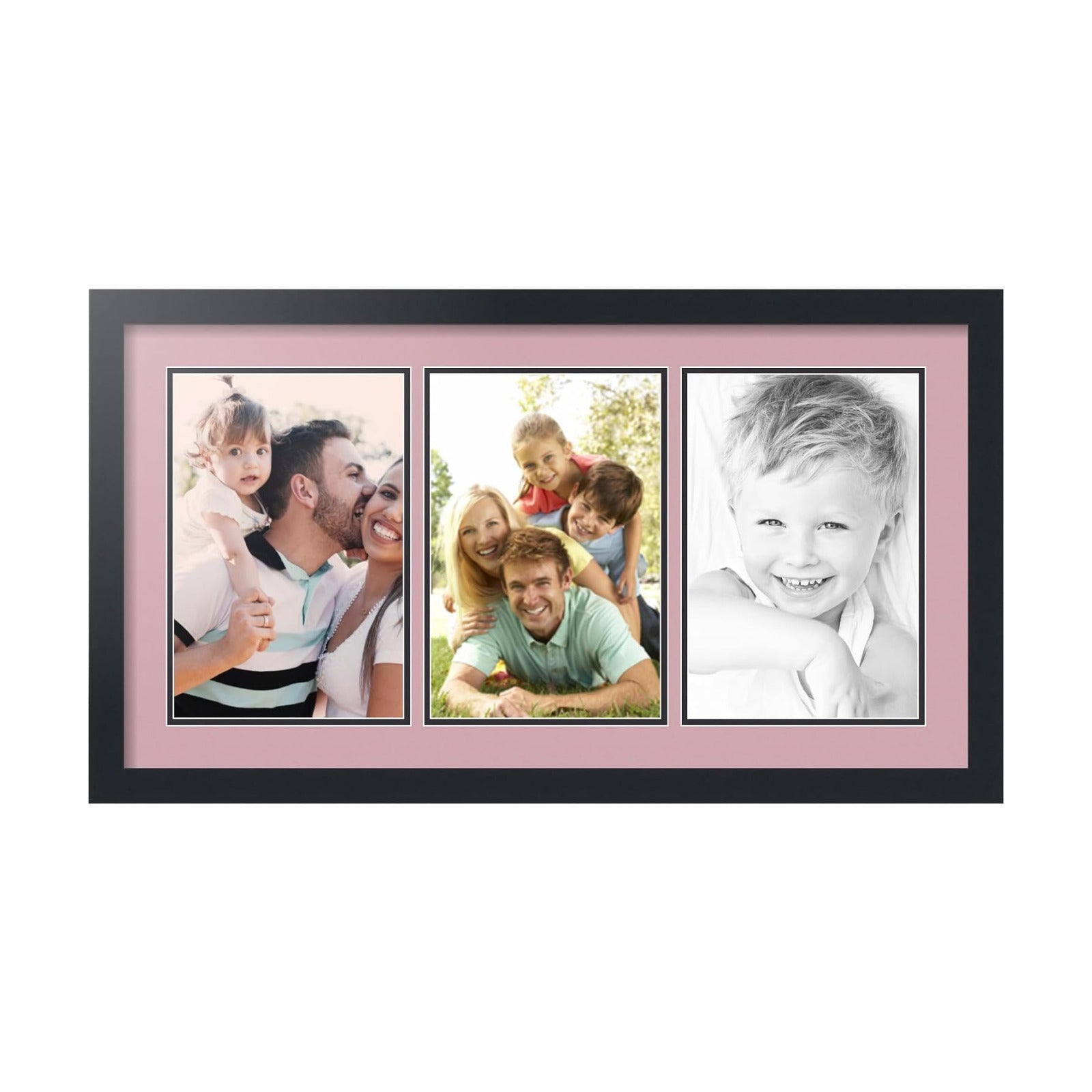 ArtToFrames Collage Picture Frame 3 Opening 3-8x12 Photo Frame | Made in USA | Black Frame Seashell and Black Mats