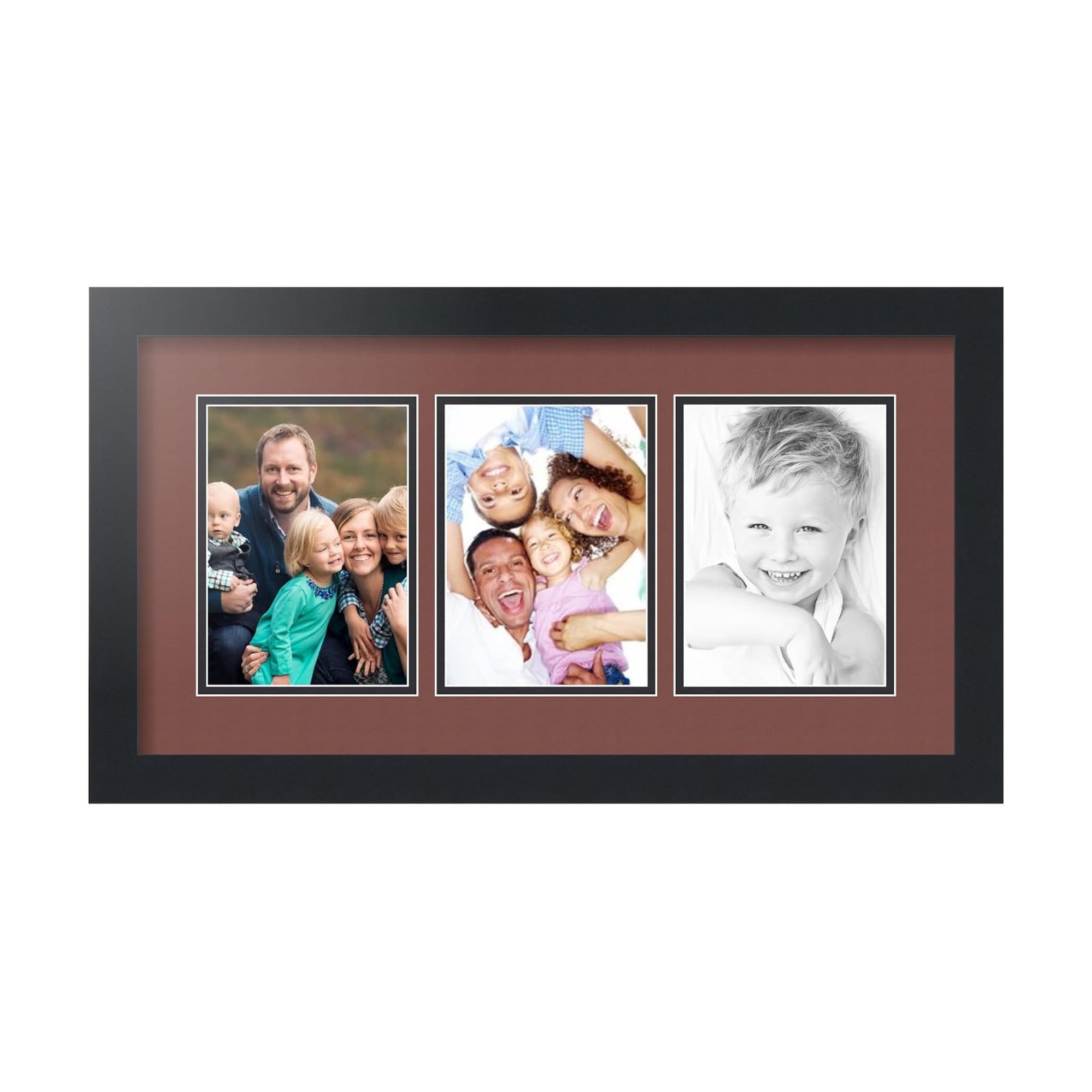 ArtToFrames Collage Picture Frame 3 Opening 3-5x7 Photo Frame | Made in USA | Black Frame Brique and Black Mats | Wall