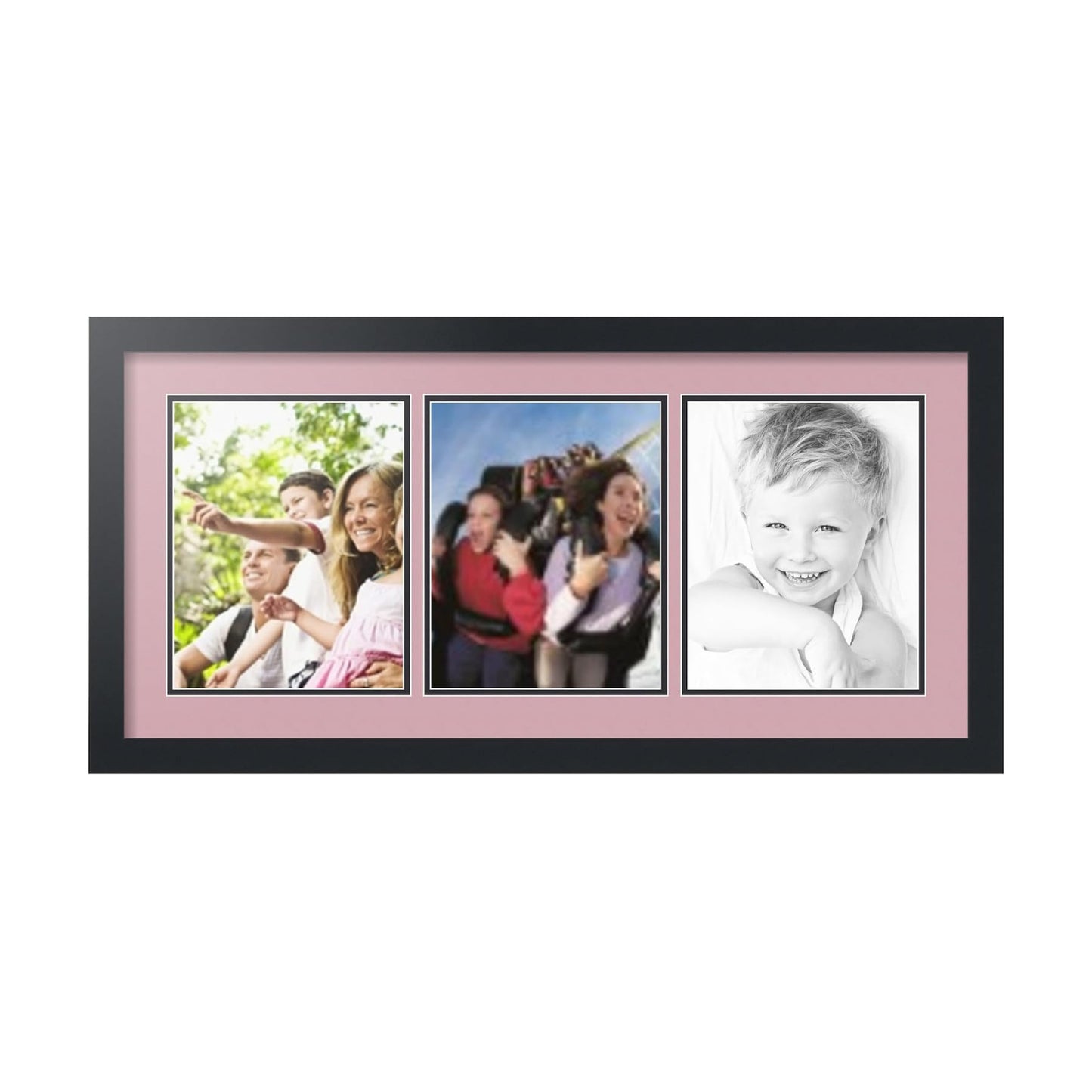 ArtToFrames Collage Picture Frame 3 Opening 3-8x10 Photo Frame | Made in USA | Black Frame Seashell and Black Mats