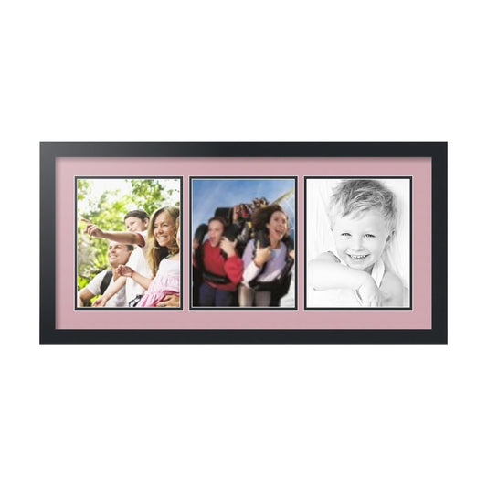 ArtToFrames Collage Picture Frame 3 Opening 3-8x10 Photo Frame | Made in USA | Black Frame Seashell and Black Mats