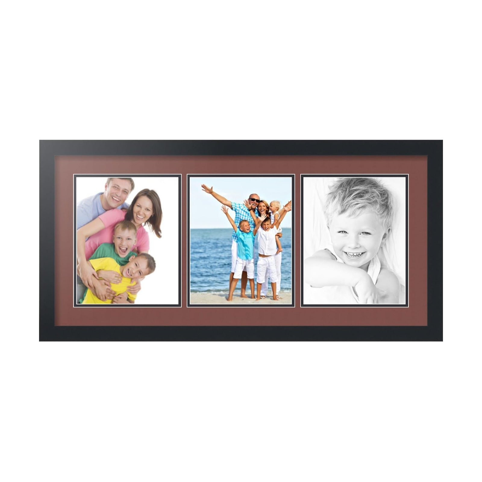 ArtToFrames Collage Picture Frame 3 Opening 3-8x10 Photo Frame | Made in USA | Black Frame Brique and Black Mats | Wall
