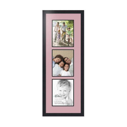 ArtToFrames Collage Photo Frame Double Mat with 3-8x10 Openings with Satin Black Frame and Seashell mat.