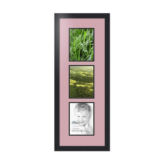 ArtToFrames Collage Photo Frame Double Mat with 3-6x8 Openings with Satin Black Frame and Seashell mat.