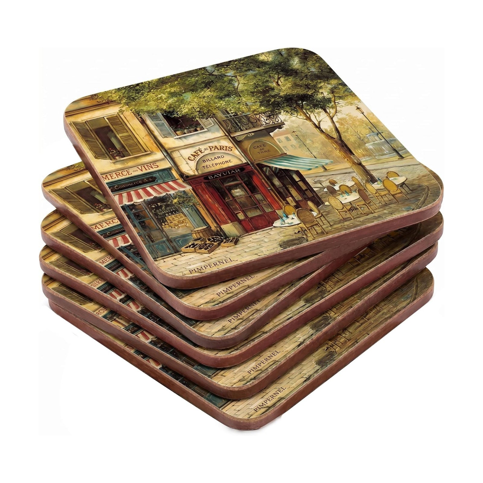 4" Elegant Cork-Backed Boards Featuring Paris Art Prints / Coasters / Parisian Scenes / Set of 4