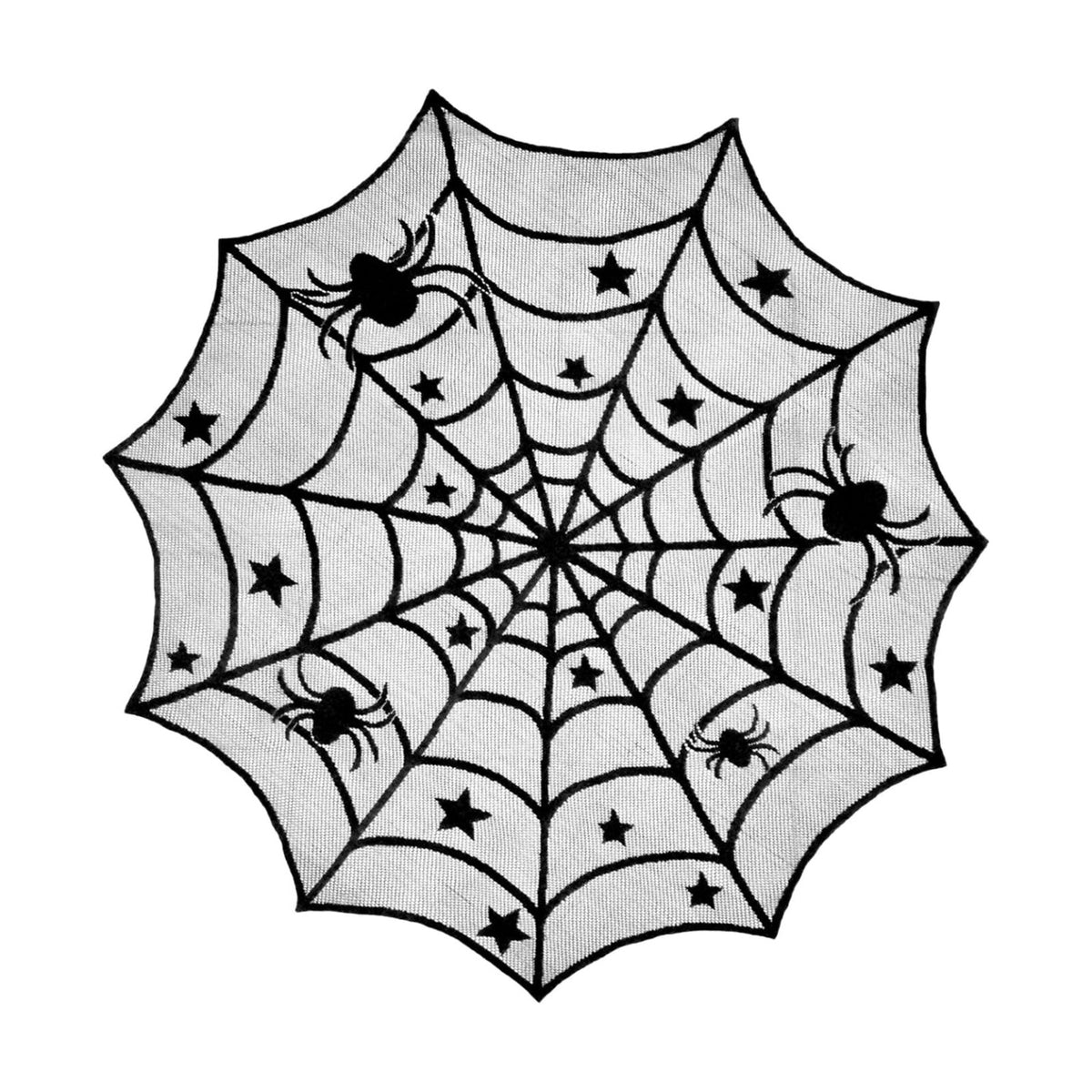 DII Black Lace Overlay Tabletop Collection Gothic Halloween Decor, Table Topper, 40" Round, Spider Web