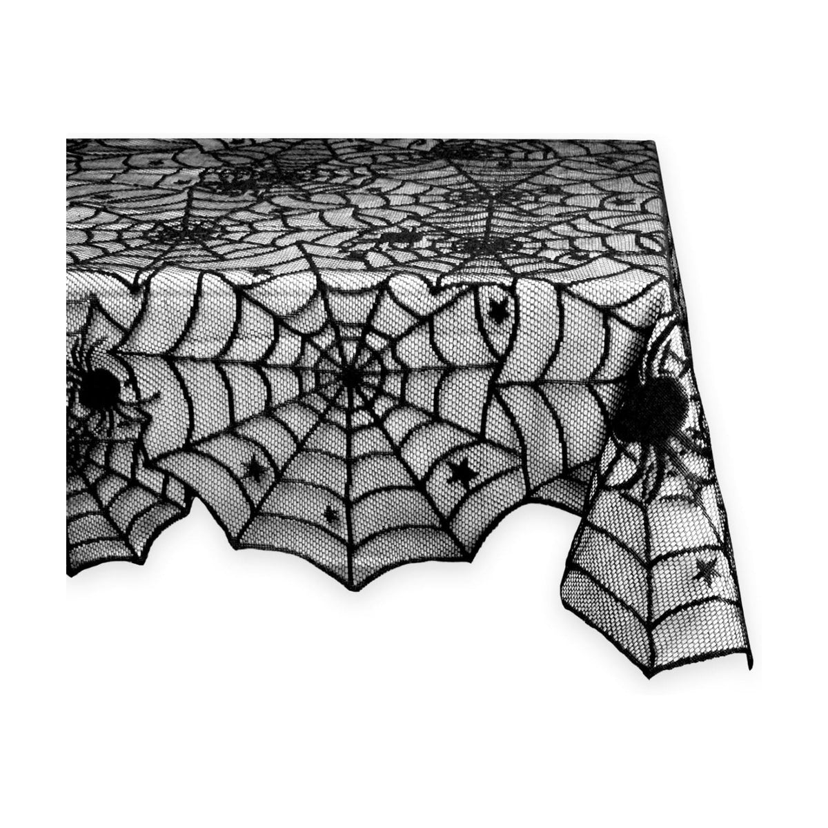 DII Black Lace Overlay Tabletop Collection Gothic Halloween Decor, Tablecloth, 54x72, Spider Web