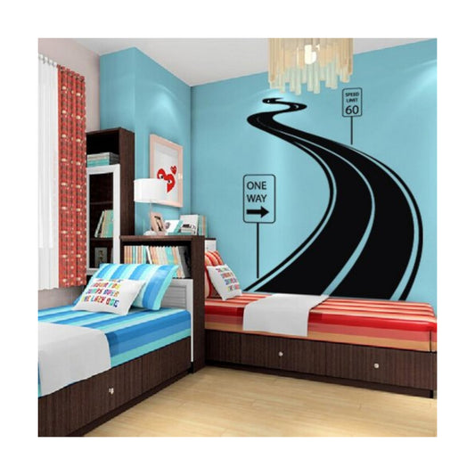 Curved Road Wall Decal Winding Track Car Traffic Sign Kids Room Decor Gift M1424