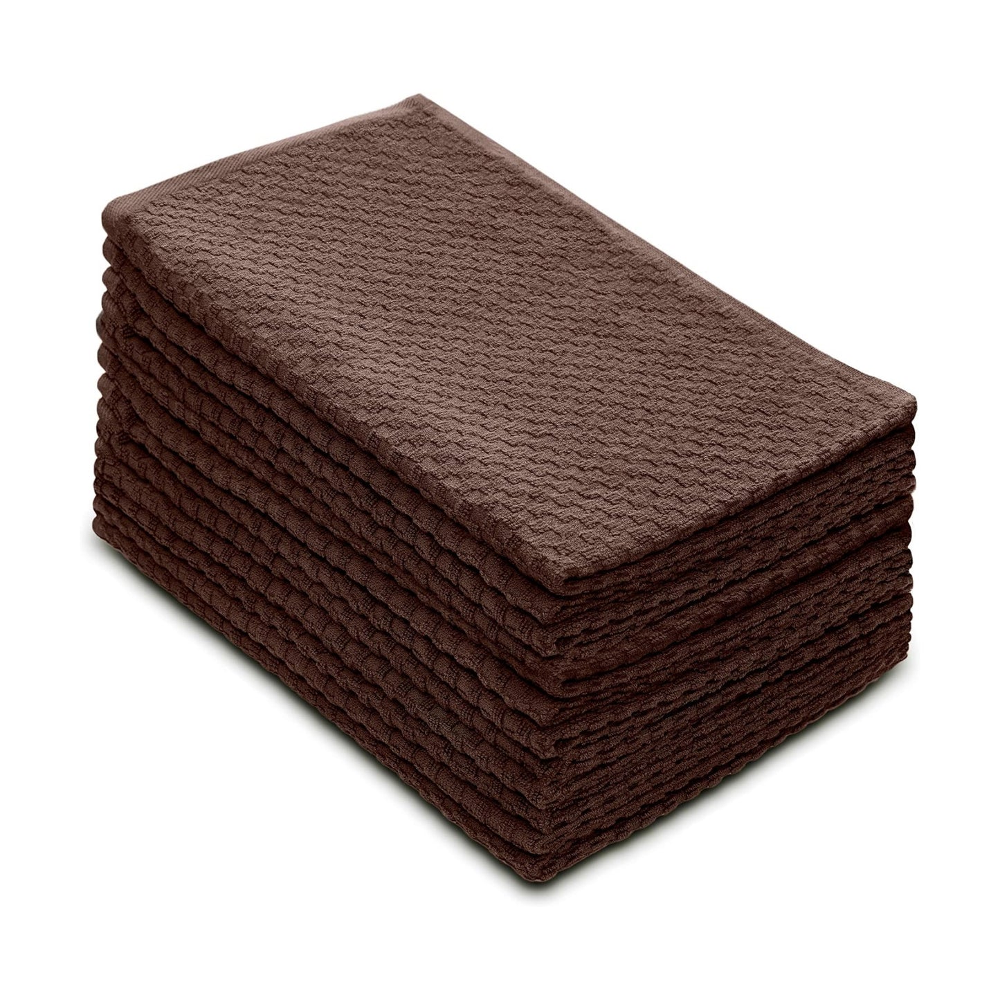 COTTON CRAFT Amazing Kitchen Towel - 12 Pack 100% Cotton Waffle Terry Towel | Chocolate - 16x28 Euro Café Waffle Weave