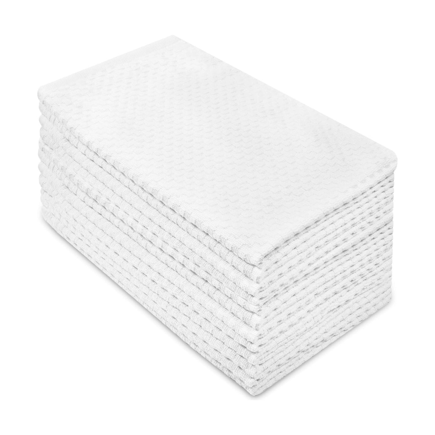 COTTON CRAFT Amazing Kitchen Towel - 12 Pack 100% Cotton Waffle Terry Towel | White - 16x28 inch Euro Café Waffle Weave