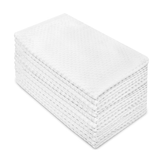 COTTON CRAFT Amazing Kitchen Towel - 12 Pack 100% Cotton Waffle Terry Towel | White - 16x28 inch Euro Café Waffle Weave