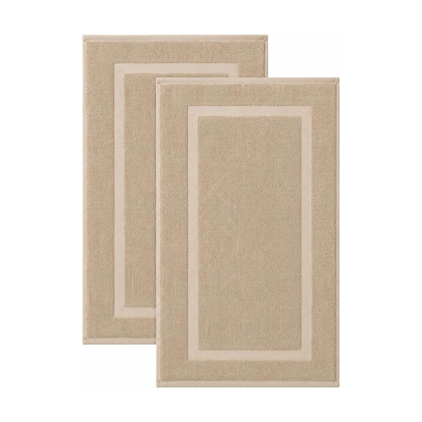 SALBAKOS 2-Piece 100% Turkish Cotton Bath Mat Towel, 20x34 inch, Taupe | Bathroom Floor Towels, Thick Soft Most