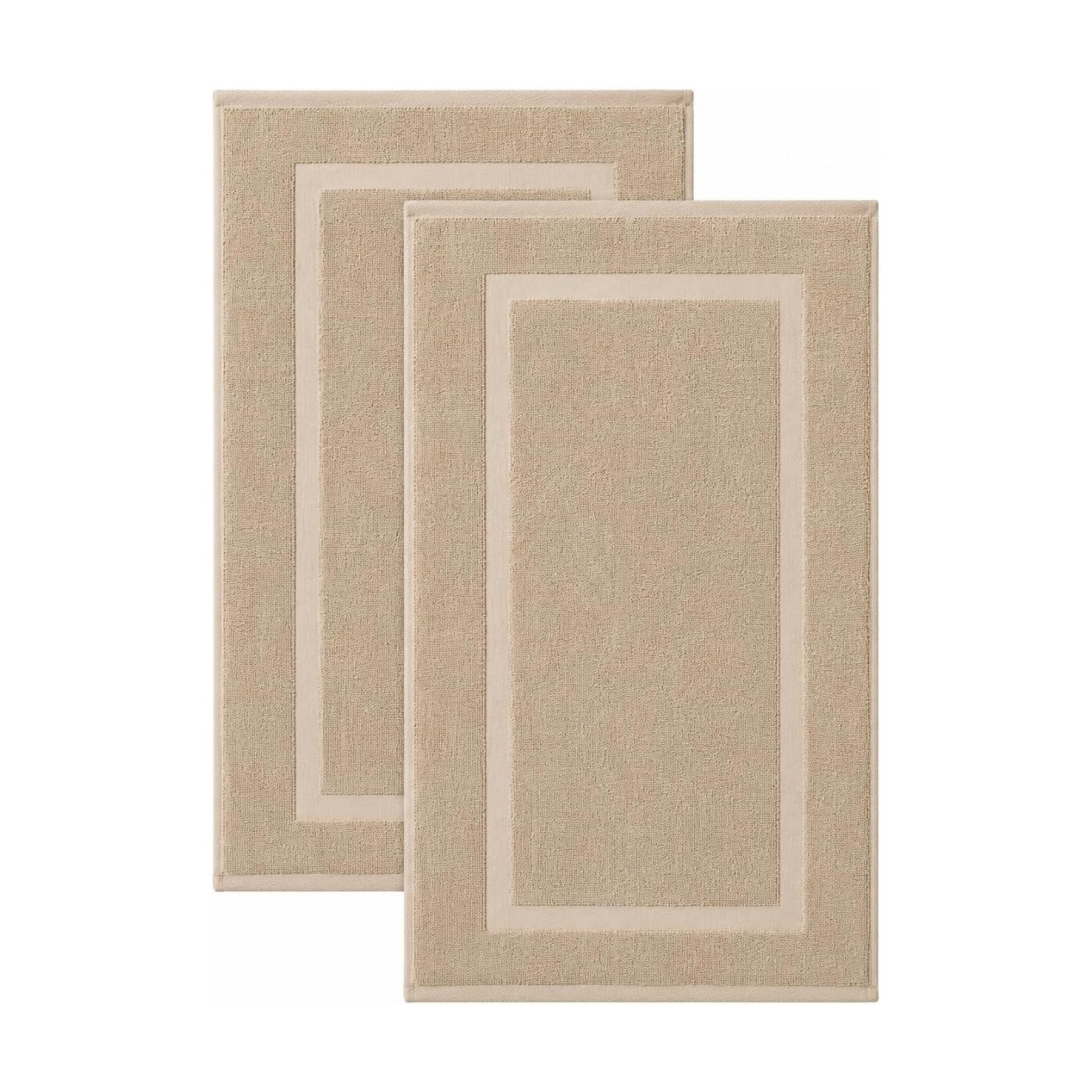 SALBAKOS 2-Piece 100% Turkish Cotton Bath Mat Towel, 20x34 inch, Taupe | Bathroom Floor Towels, Thick Soft Most