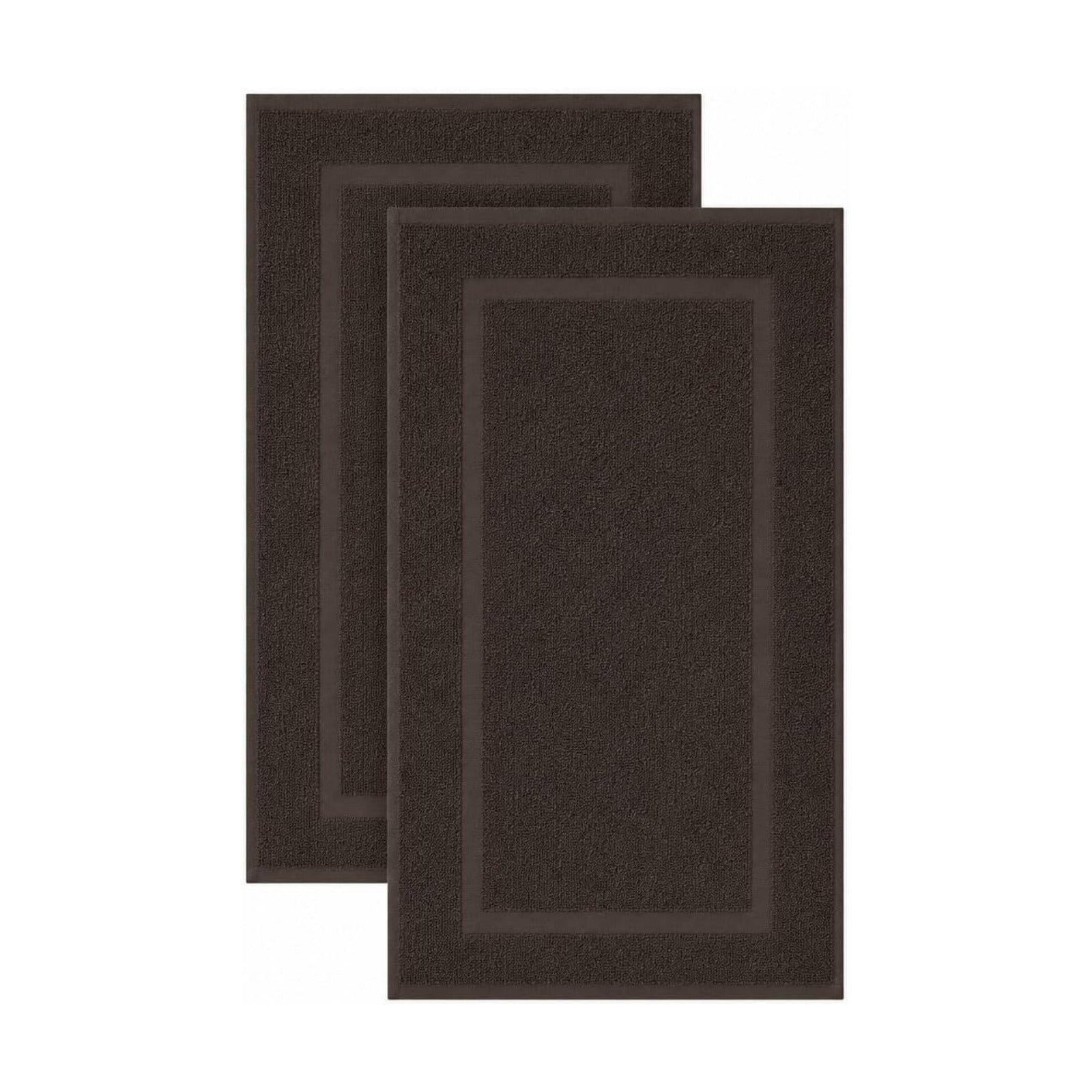 SALBAKOS 2-Piece 100% Turkish Cotton Bath Mat Towel, 20x34 inch, Chocolate | Bathroom Floor Towels, Thick Soft Most