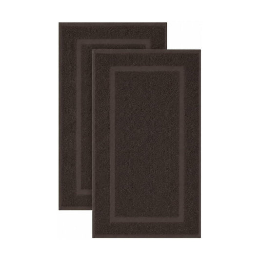 SALBAKOS 2-Piece 100% Turkish Cotton Bath Mat Towel, 20x34 inch, Chocolate | Bathroom Floor Towels, Thick Soft Most