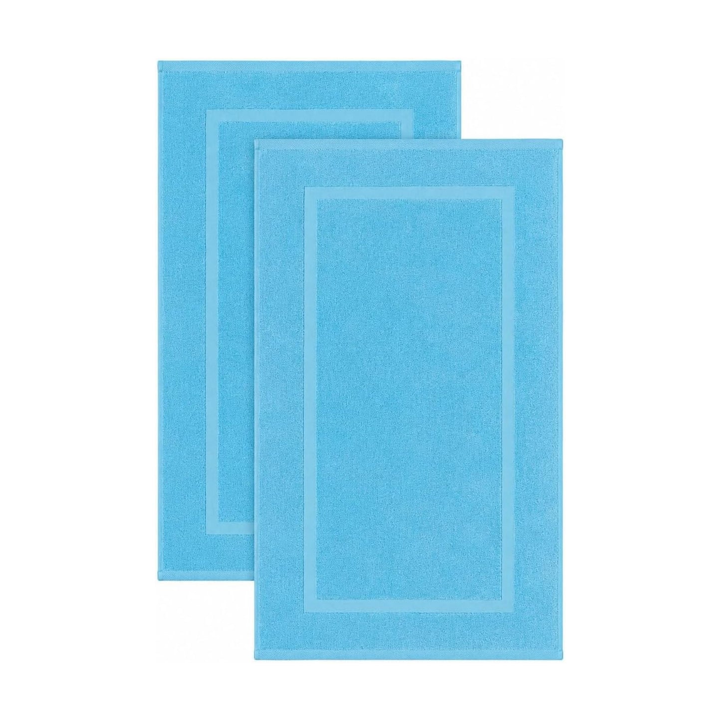SALBAKOS 2-Piece 100% Turkish Cotton Bath Mat Towel, 20x34 inch, Aqua | Bathroom Floor Towels, Thick Soft Most