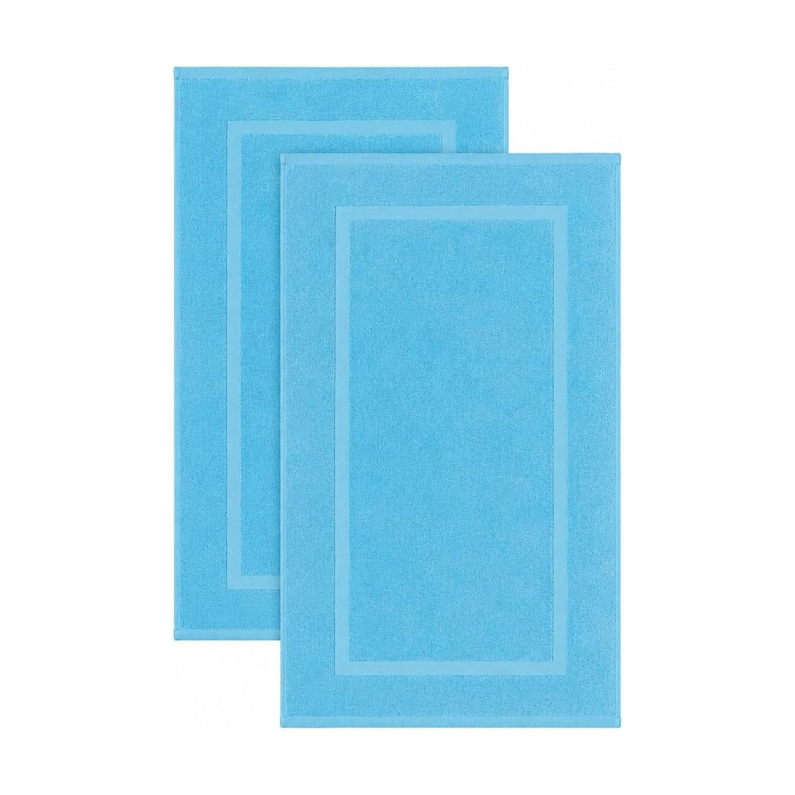 SALBAKOS 2-Piece 100% Turkish Cotton Bath Mat Towel, 20x34 inch, Aqua | Bathroom Floor Towels, Thick Soft Most