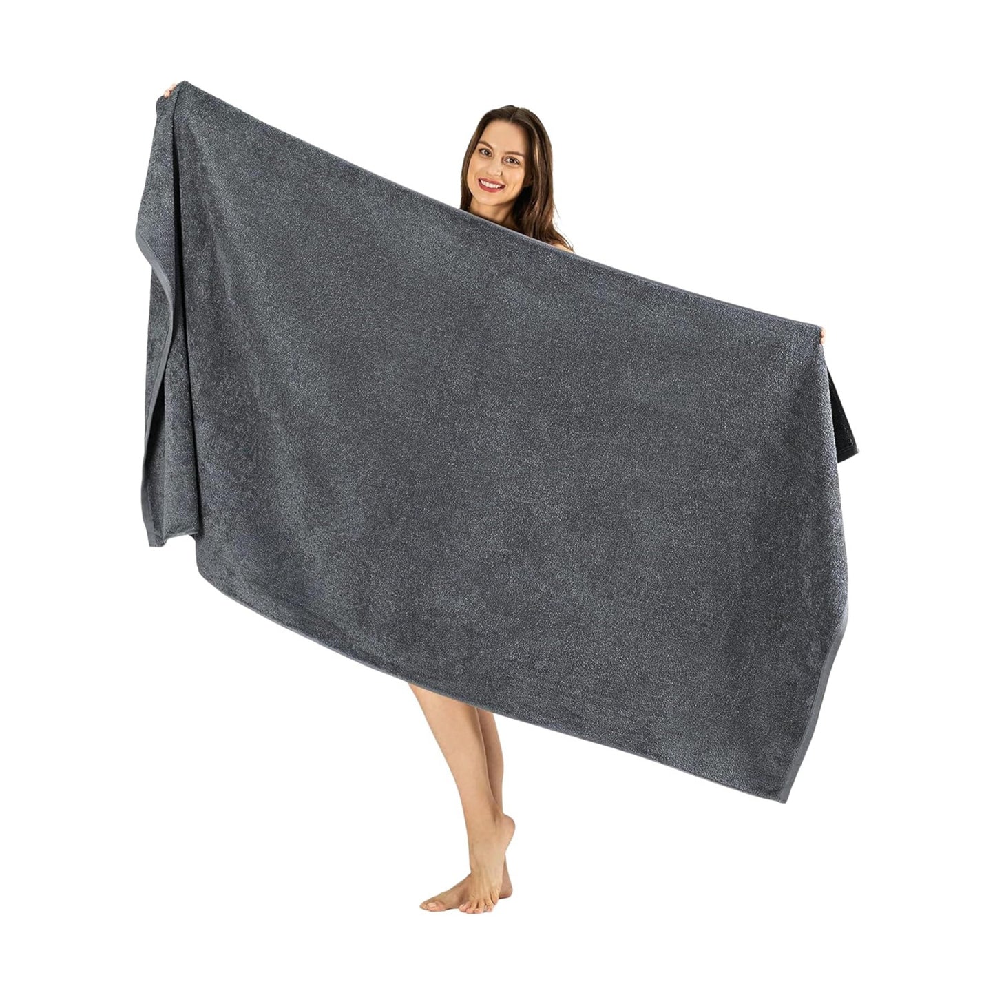SALBAKOS Luxury 100% Turkish Cotton Bath Sheet 40x80 in (1-Piece, Gray) | Extra Large Jumbo Oversized Bathroom and