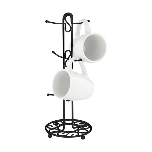 Scroll Design Coffee Mug Holder (Black), by Home Basics | Steel Mug Stand for Any Kind of Mug | Kitchen Organizing Cup