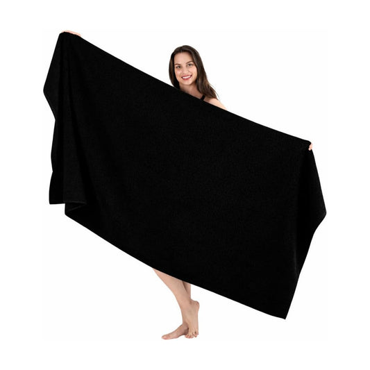 SALBAKOS Luxury 100% Turkish Cotton Bath Sheet 40x80 in (1-Piece, Black) | Extra Large Jumbo Oversized Bathroom and