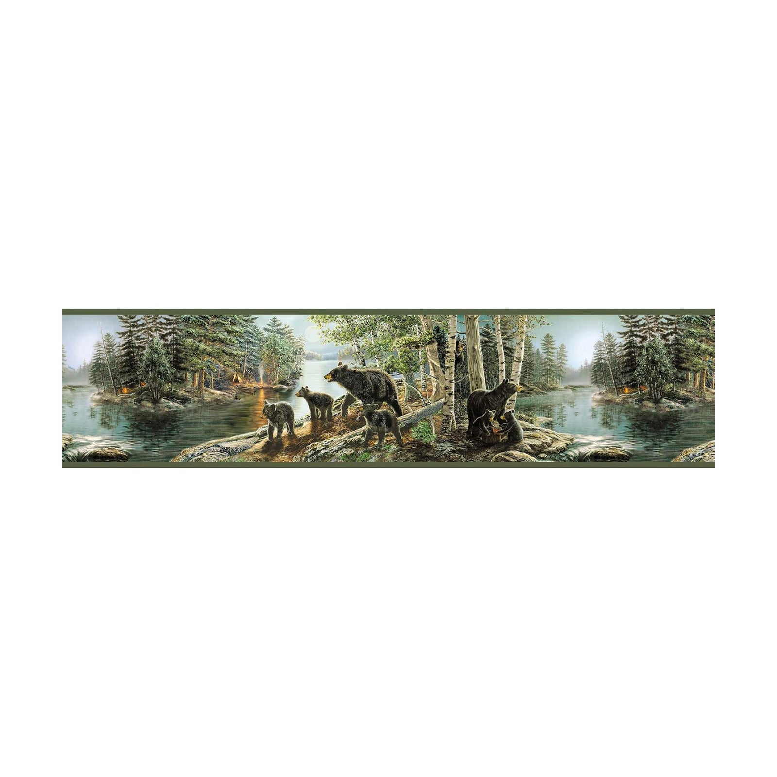 TLL01531B Salvador Bear Necessities Border Wallpaper / Green