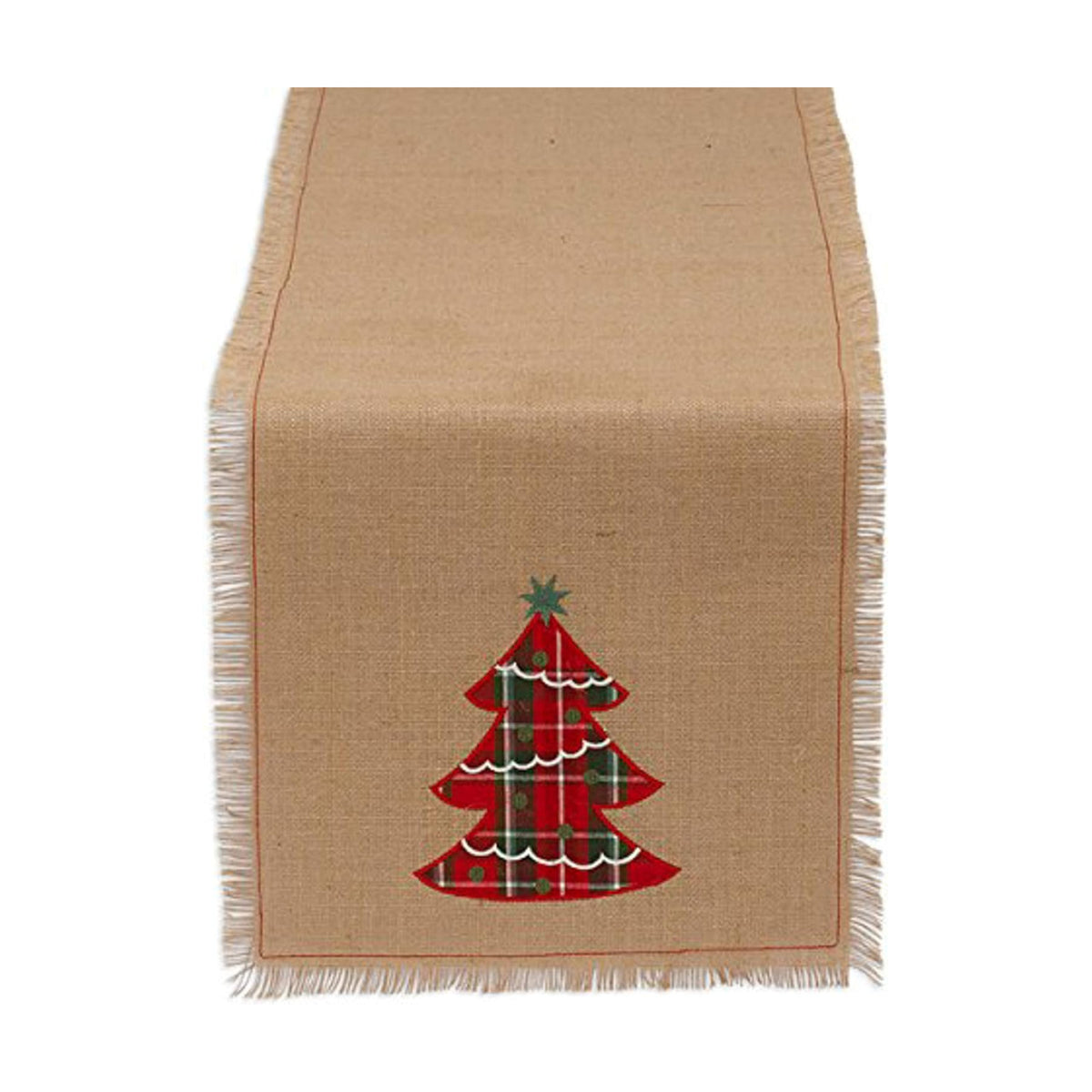 DII Christmas Kitchen Table Décor, Table Runner, 14x72, Jute, Red Plaid Christmas Tree