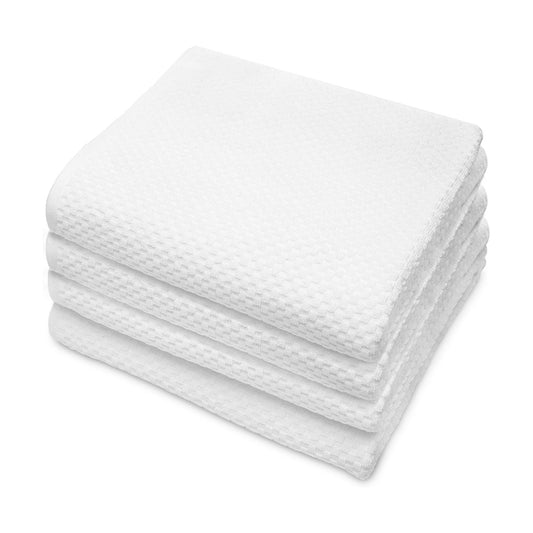 COTTON CRAFT Euro Spa Waffle Weave Bath Towels - Set of 4 White Towels | Pure 100% Ringspun Cotton Oversized Luxurious