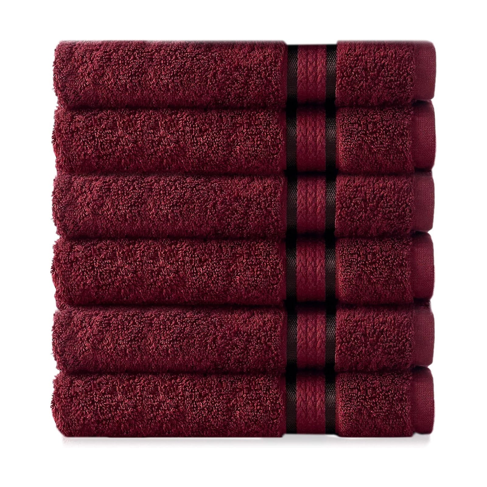 COTTON CRAFT Ultra Soft Hand Towels - 6 Pack 100% Ringspun Cotton Towel Set | Large 16x28 Burgundy Hand Towels with a
