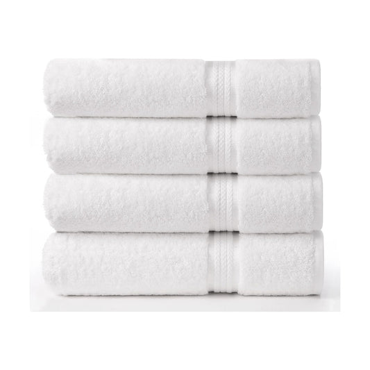 COTTON CRAFT Ultra Soft Bath Towels - 4 Pack 100% Cotton Large 30x54 inches | Oversized 580 GSM Absorbent White Bath