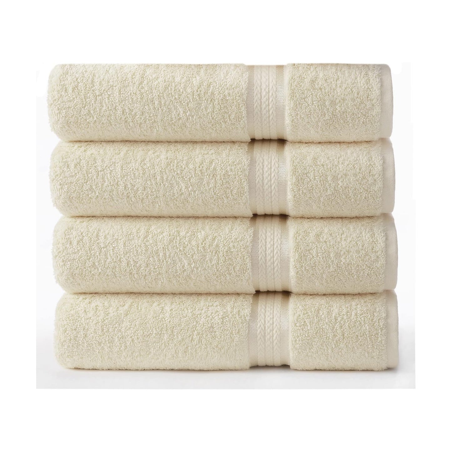 COTTON CRAFT Ultra Soft Bath Towels - 4 Pack 100% Cotton Large 30x54 inches | Oversized 580 GSM Absorbent Ivory Bath