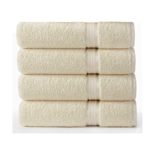 COTTON CRAFT Ultra Soft Bath Towels - 4 Pack 100% Cotton Large 30x54 inches | Oversized 580 GSM Absorbent Ivory Bath