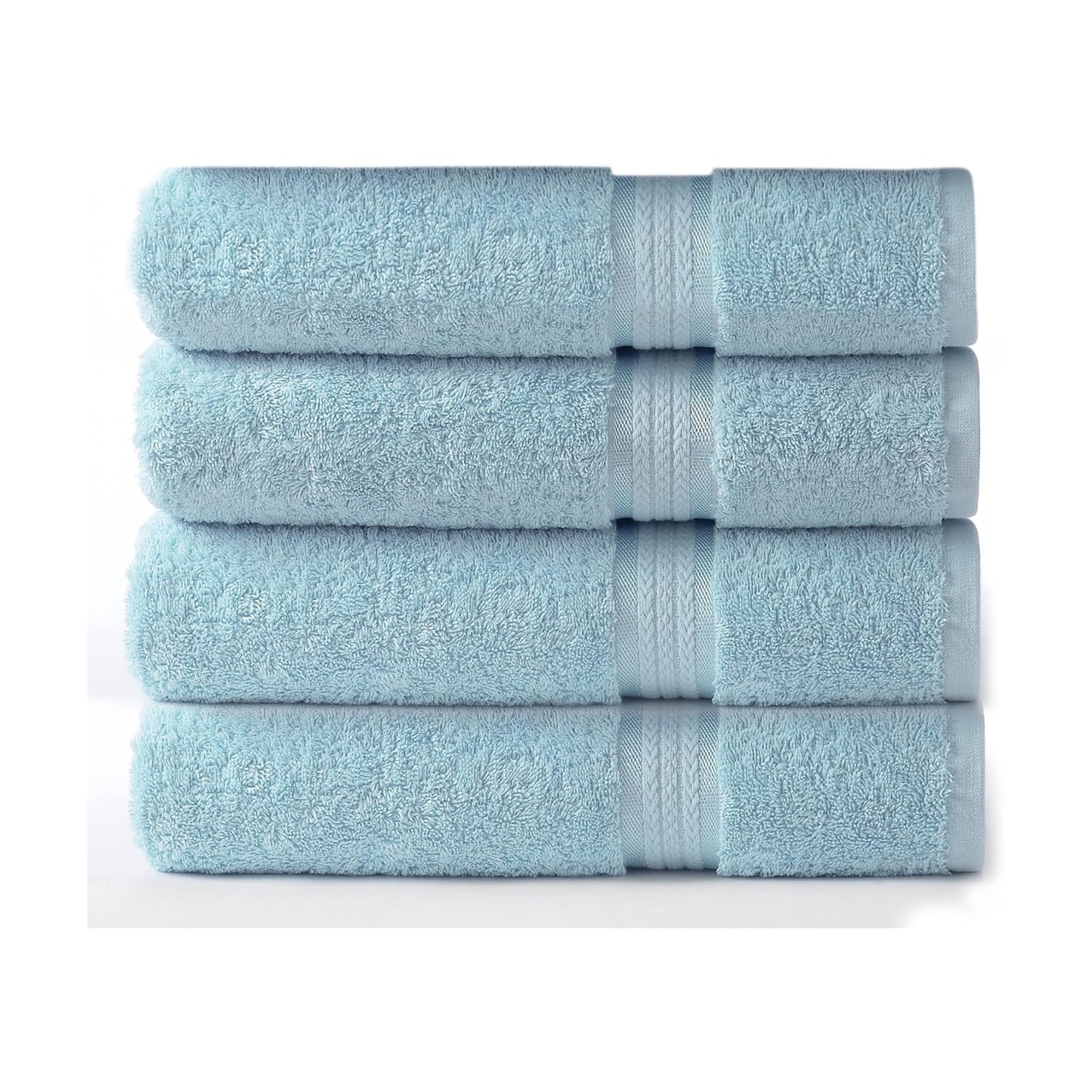 COTTON CRAFT Ultra Soft Bath Towels - 4 Pack 100% Cotton Large 30x54 inches | Oversized 580 GSM Absorbent Light Blue