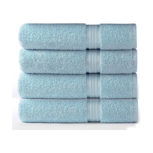 COTTON CRAFT Ultra Soft Bath Towels - 4 Pack 100% Cotton Large 30x54 inches | Oversized 580 GSM Absorbent Light Blue