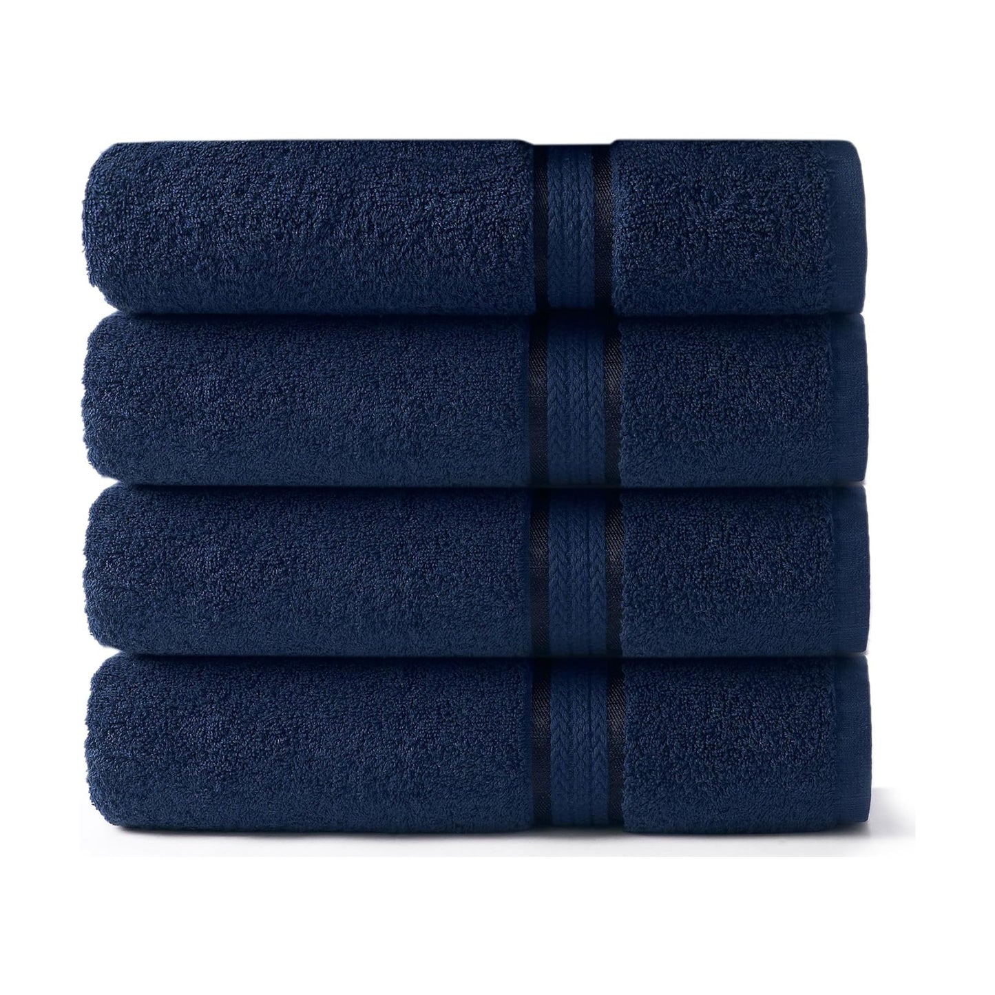 COTTON CRAFT Ultra Soft Bath Towels - 4 Pack 100% Cotton Large 30x54 inches | Oversized 580 GSM Absorbent Navy Bath