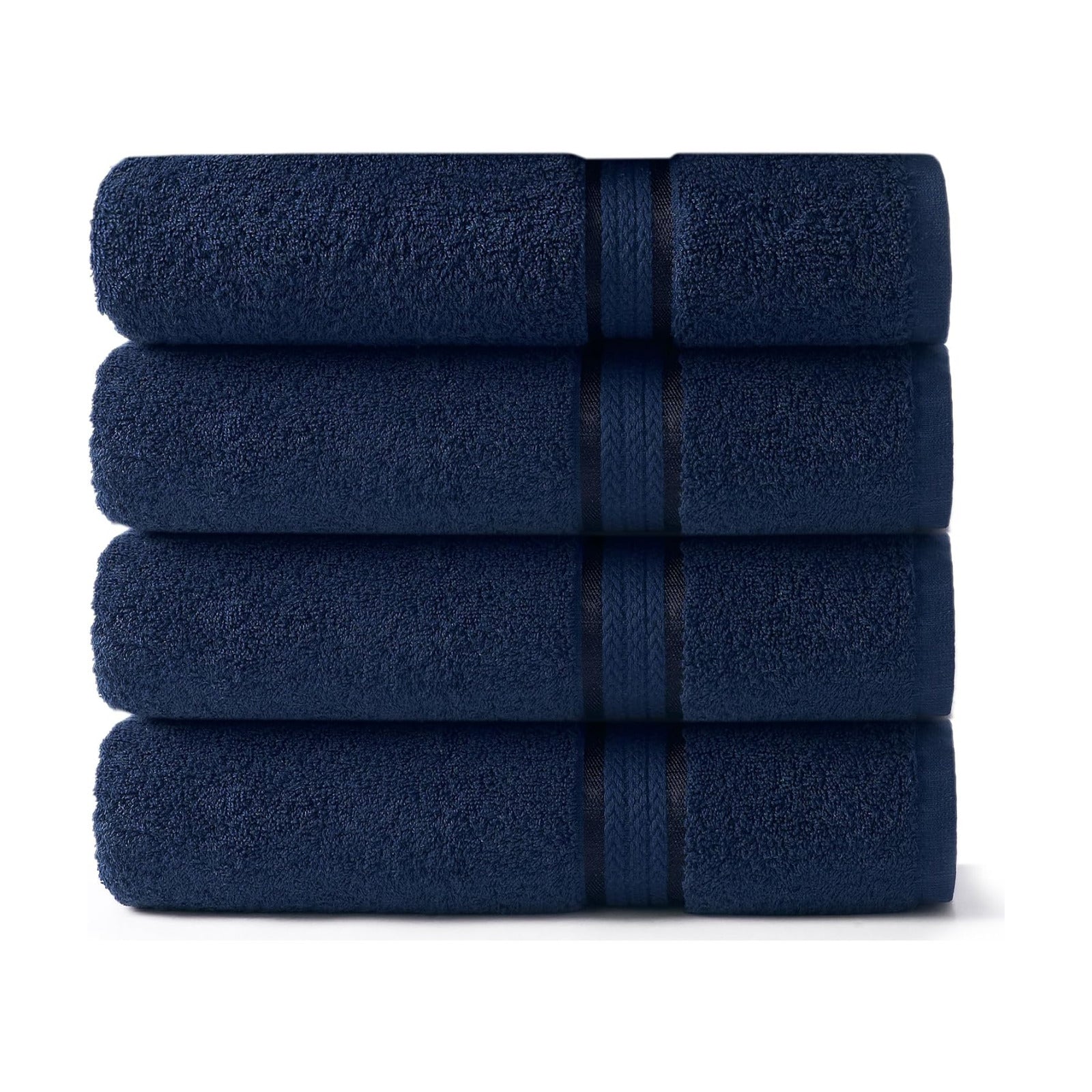 COTTON CRAFT Ultra Soft Bath Towels - 4 Pack 100% Cotton Large 30x54 inches | Oversized 580 GSM Absorbent Navy Bath