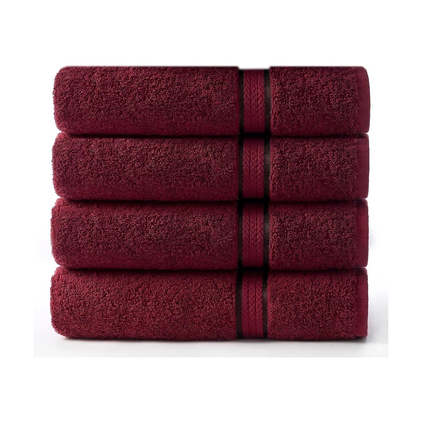 COTTON CRAFT Ultra Soft Bath Towels - 4 Pack 100% Cotton Large 30x54 inches | Oversized 580 GSM Absorbent Burgundy Bath