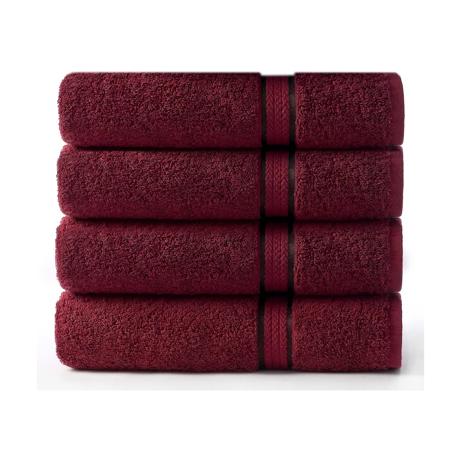 COTTON CRAFT Ultra Soft Bath Towels - 4 Pack 100% Cotton Large 30x54 inches | Oversized 580 GSM Absorbent Burgundy Bath