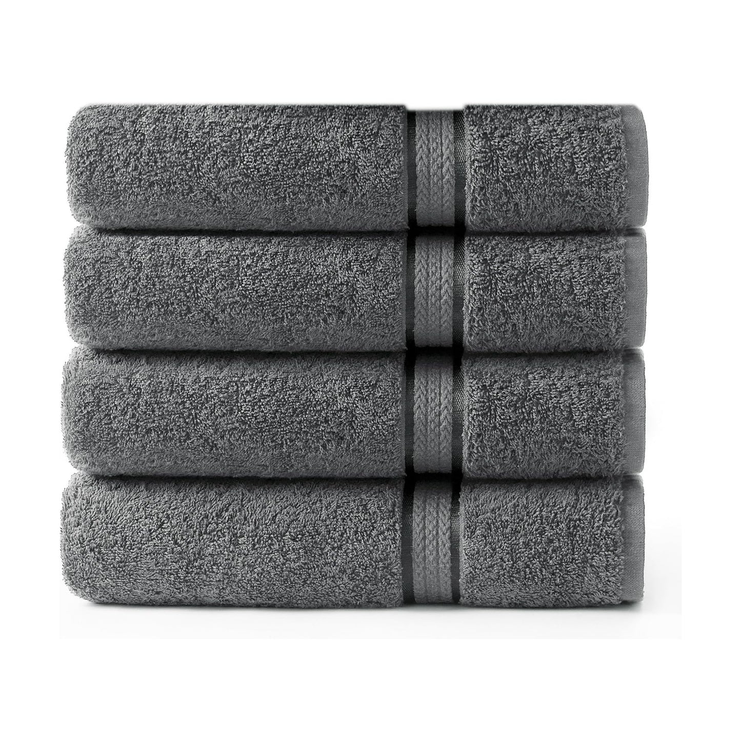 COTTON CRAFT Ultra Soft Bath Towels - 4 Pack 100% Cotton Large 30x54 inches | Oversized 580 GSM Absorbent Charcoal Bath