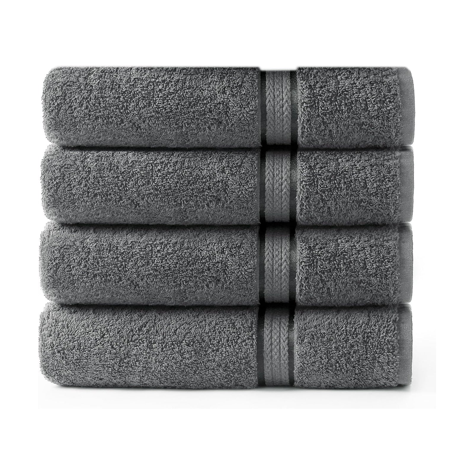 COTTON CRAFT Ultra Soft Bath Towels - 4 Pack 100% Cotton Large 30x54 inches | Oversized 580 GSM Absorbent Charcoal Bath