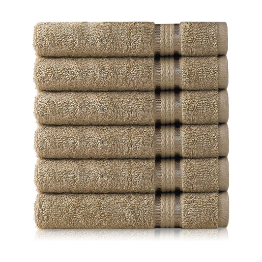COTTON CRAFT Ultra Soft Hand Towels - 6 Pack 100% Ringspun Cotton Towel Set | Large 16x28 inch Linen Hand Towels with a