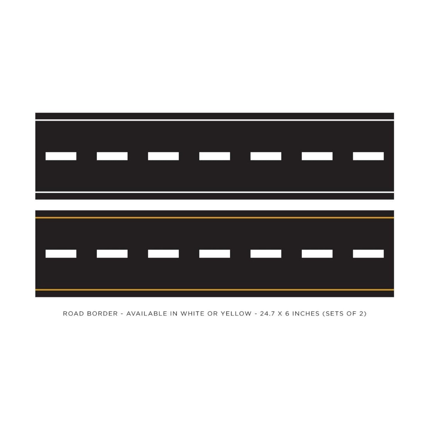 Road Wall Border Fabric Wall Decal / A) White